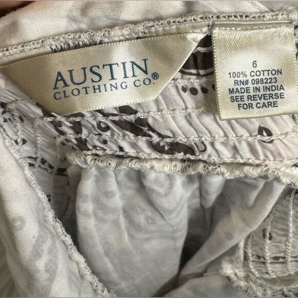 100% cotton black and white boho print smocked waist dress size 6 - Picture 4 of 4